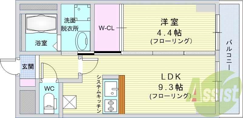 1LDK（37.21平米）カウンターキッチン・TVモニタホン