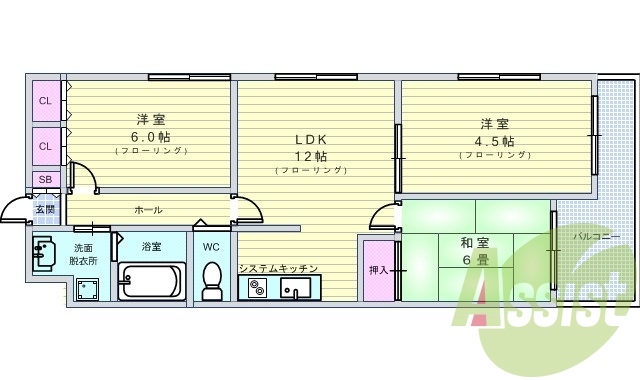 3LDK(64.15平米)システムキッチン・TVモニターホン