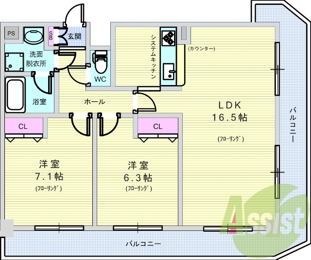 2LDK・オール洋室・浴室TV・宅配BOX