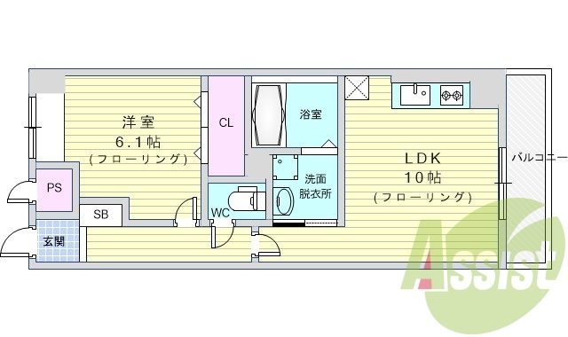 １ＬＤＫ（40.17）ペット可・エアコン・追炊・浴室乾燥