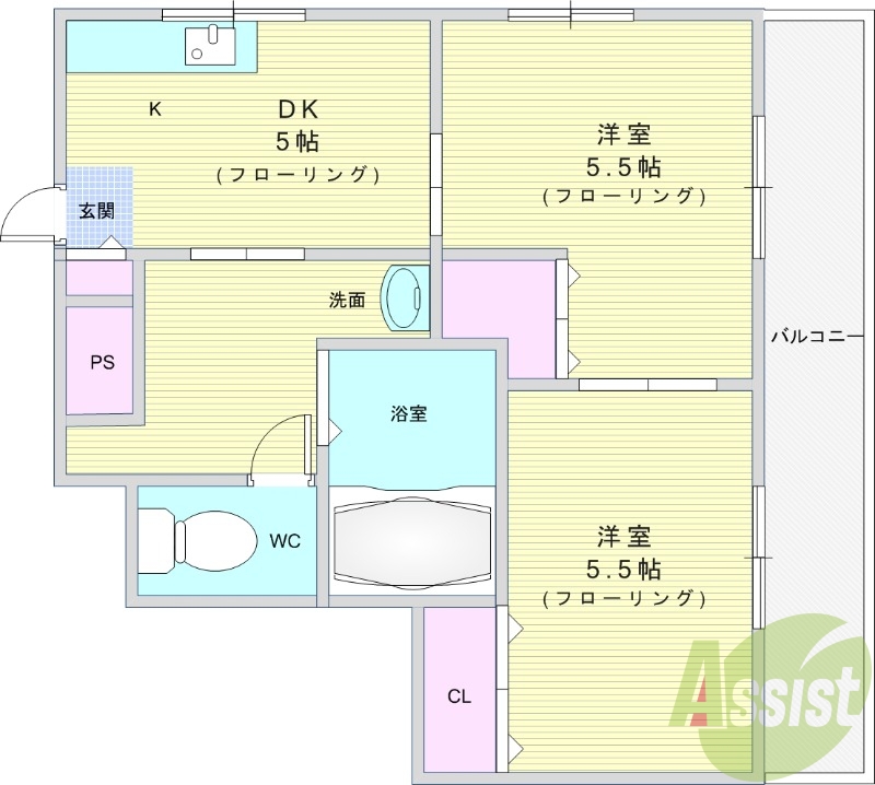1LDK(35.72平米)エアコン・洗髪洗面化粧台・下駄箱