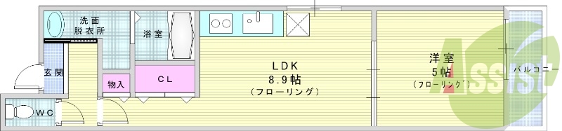 1LDK（34平米）オートロック・システムキッチン