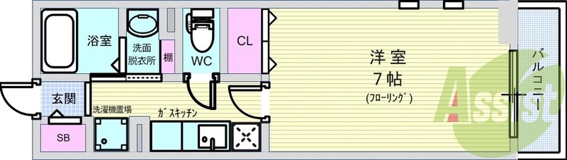 1K(26.08平米)シャンドレ・浴室乾燥機・TVモニター