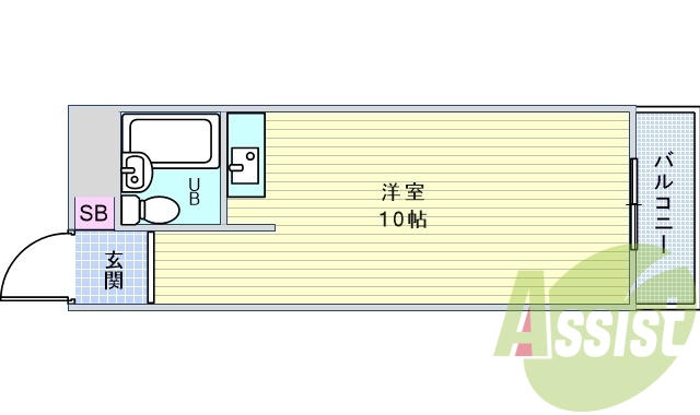 １Ｒ（２２平米）バルコニー・収納・宅配ボックス