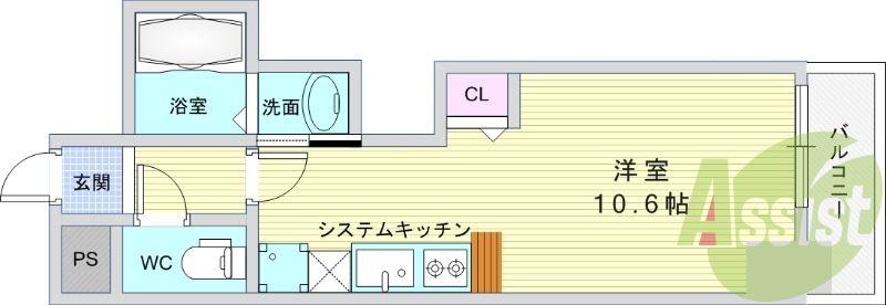 1R(25.02平米)ネット無料・オール電化・モニターホン