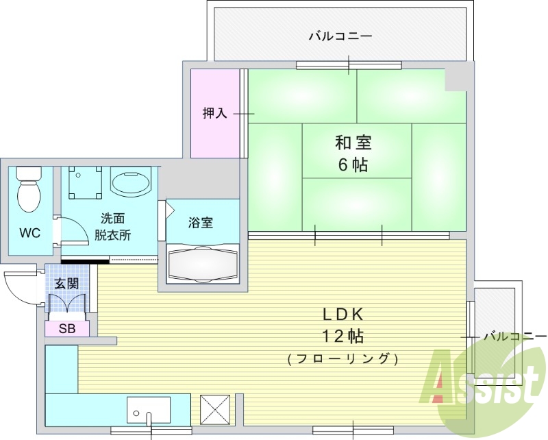 1ＬＤＫ（39.62平米）オートロック・独立洗面台・浴室乾燥