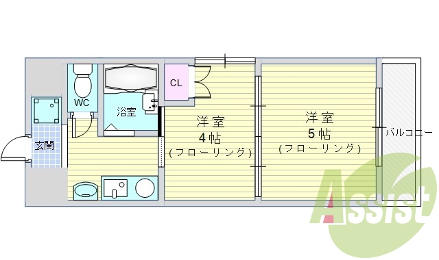 1K（24.56）オートロック・モニター付きインターホン