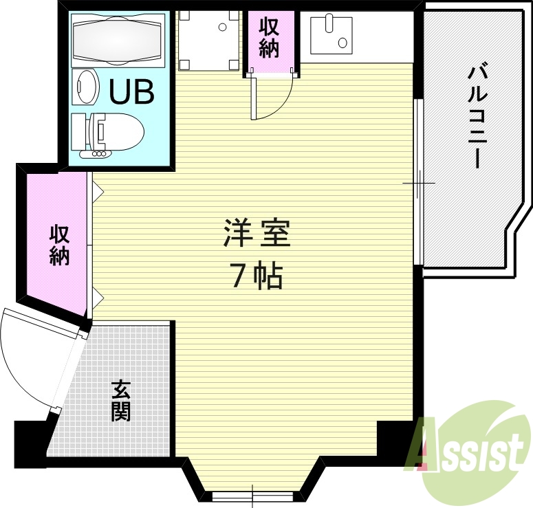 1R(19平米）IHキッチン・室内洗濯パン