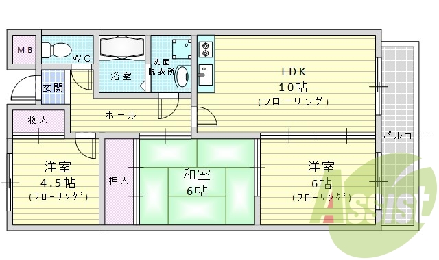 3LDK・南向き・セパレート・シャンプードレッサー・