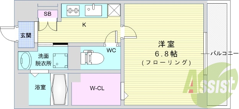 1K・南向き・角部屋・築浅・セパレート・室内洗濯機置場