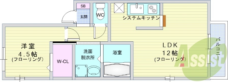 1LDK（40.92平米）システムキッチン・モニタホン・靴箱