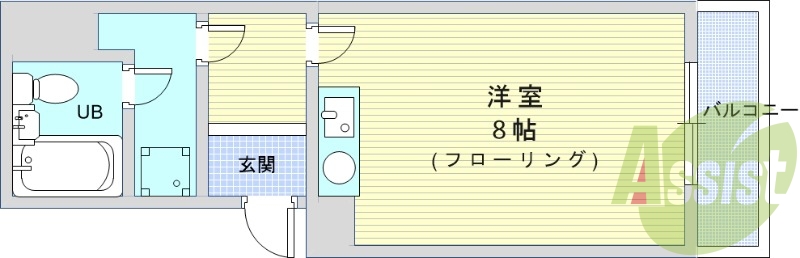 1R（21.57平米）インターフォン・エアコン