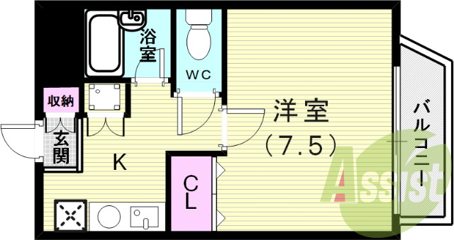 うれしいバス・トイレがセパレートの単身さん向けの間取りです。