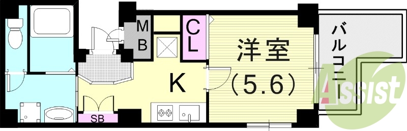 1K(19.7平米)