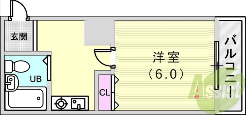 1K（18平米）バルコニー・IHコンロ・モニターホン・収納