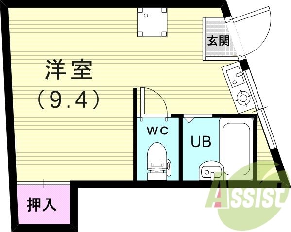 １Ｒ（２０.３２平米）浴室・トイレ別室、室内洗濯機置き場あり