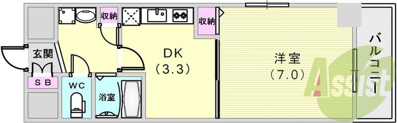 使いやすい1Kの間取りです。