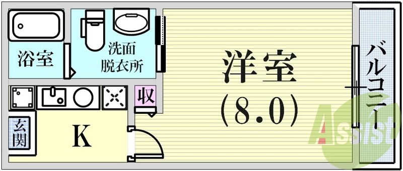 一人暮らしにゆとりのある間取り