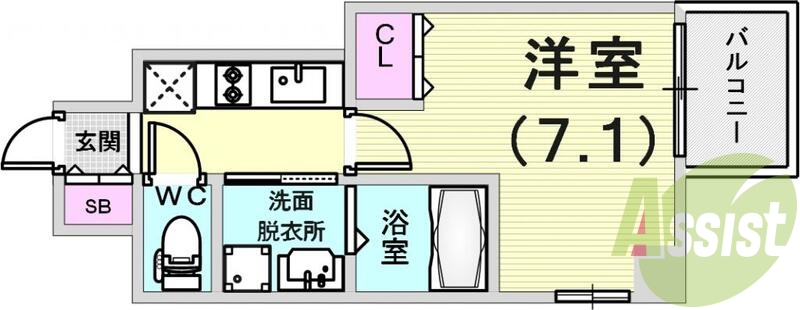 １Kの間取りです