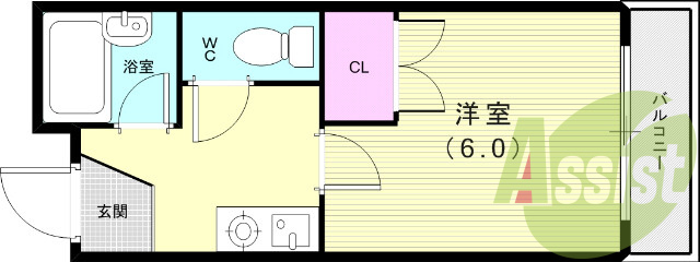 １Ｋ（１９．１平米）エアコン・コンロ・クローゼット・トイレ