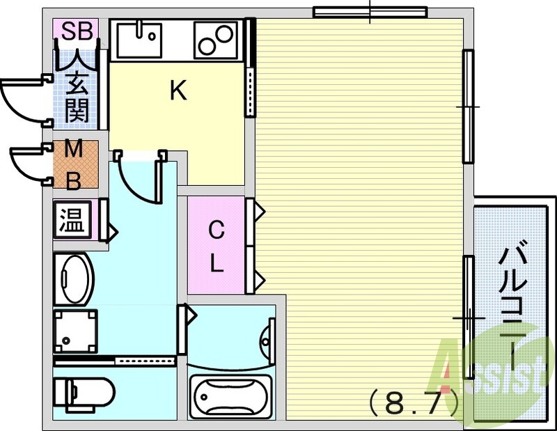 1K（２７.５０平米）オートロック・駅近物件・角部屋
