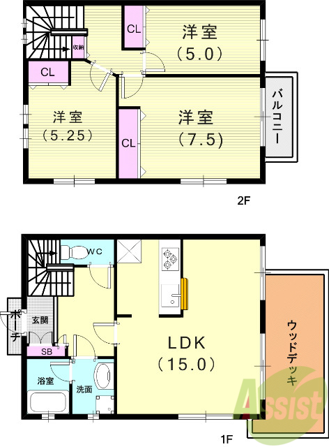 ３ＬＤＫ（８０.３０平米）追い焚き機能・システムキッチン付き