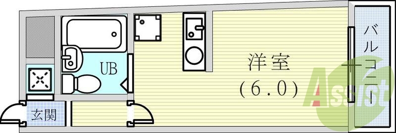 1R（２1平米）エアコン・給湯機・シューズボックス