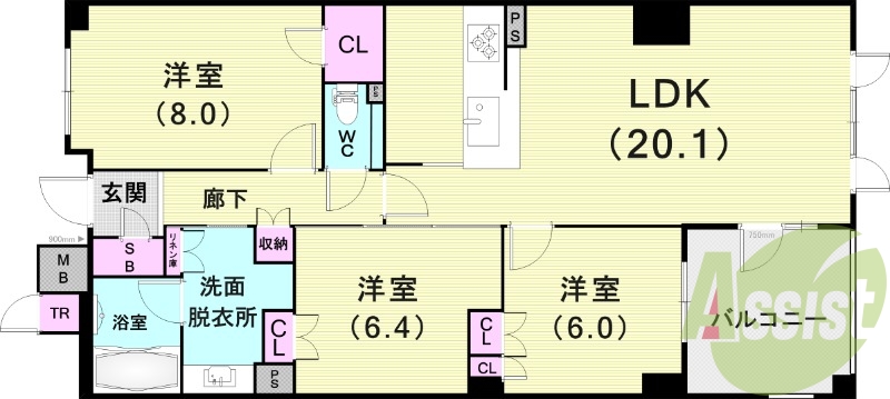 3LDK（87.42平米）浴室乾燥機・エアコン・照明
