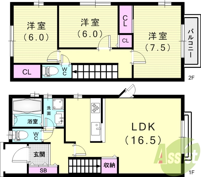 3ＬＤＫ（89.43平米）駐車場2台込・システムキッチン