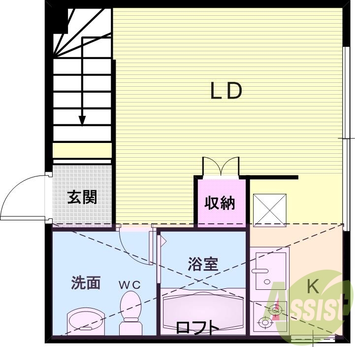 1K（27.2平米）エアコン・浴室乾燥機・床暖房