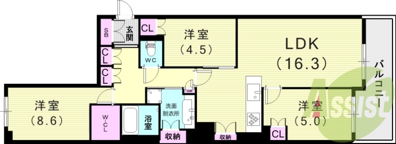 3LDK(77.93平米)浴室乾燥機・エアコン・照明