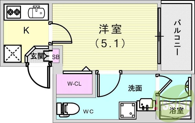 1K（20.0平米）追い炊き・システムキッチン・独立洗面台