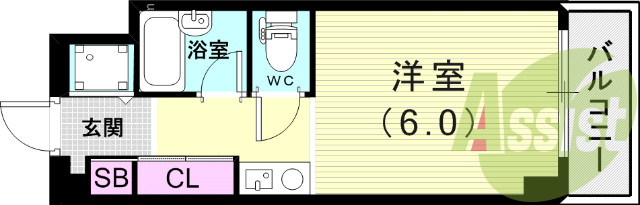 １K（１９.６０平米）IHコンロ・エアコン・室内洗濯機置き場