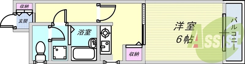 1K（２２．８７平米）エアコン・風呂トイレ別・ミニ冷蔵庫付