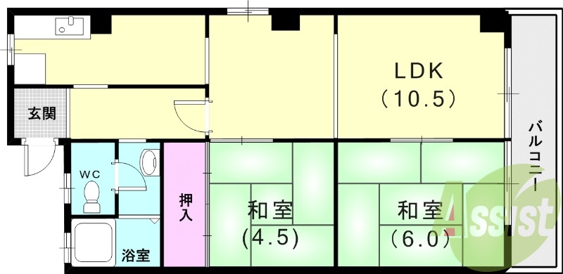 2LDK（55.71平米）シューズボックス・コンロ設置可能