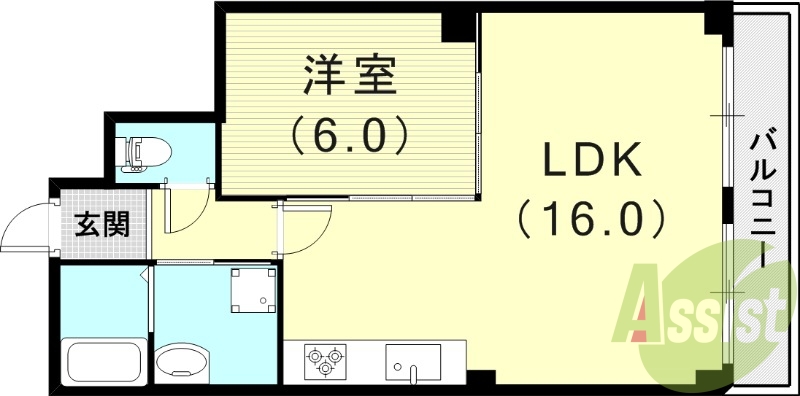 1LDK（46.48平米）システムキッチン・温水洗浄便座