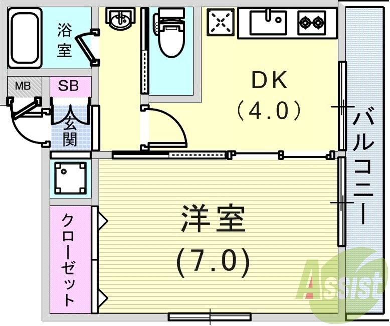 １DK（２９．１６平米）エアコン・独立洗面台・クローゼット