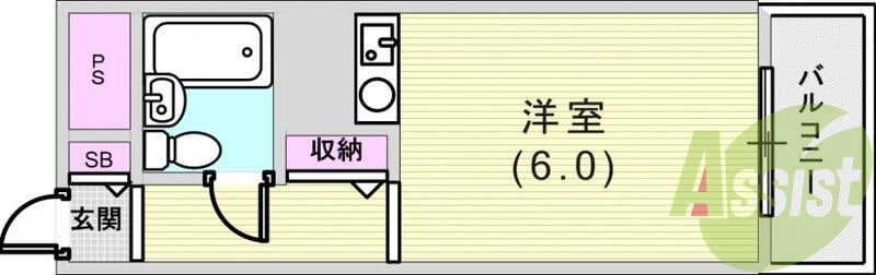 1K(17平米)エアコン・収納・バルコニー・住宅街