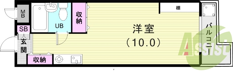 1R（25.38平米）エアコン・ネット無料・TVインターホン