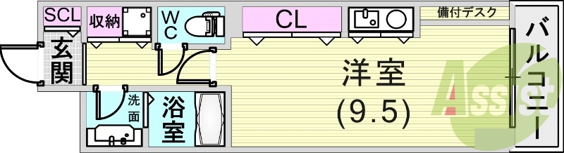 1R(29.45平米)クローゼット・室内洗濯機