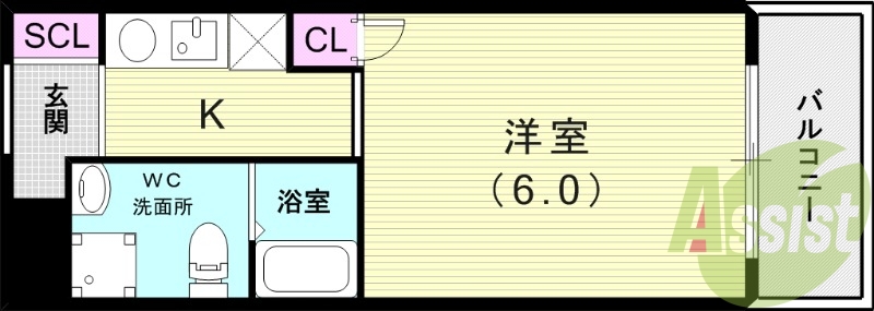 1K(18.31平米)エアコン・IHコンロ・下駄箱・収納
