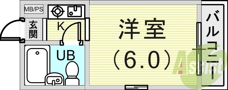 １Ｋ（１６.５平米）オートロック付き、駅徒歩10分圏内