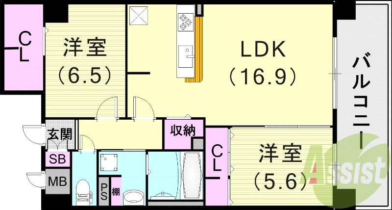 2LDK（67.2平米）浴室乾燥機・追い焚き・ネット無料