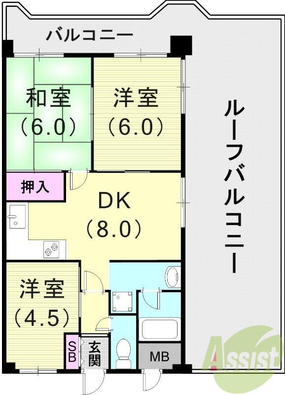 3DK（50.35平米）システムキッチン・独立洗面台・収納