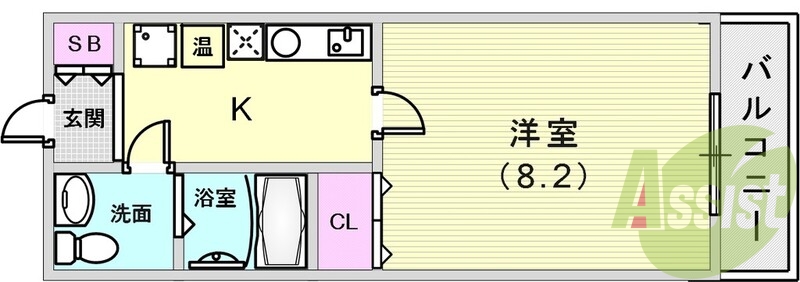 明るいお部屋で洋室広々です