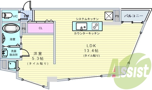 1R・浴室乾燥機・システムキッチン・オートロック・ペット可