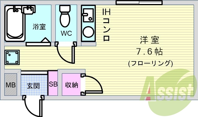 1R（20.48平米）IHクッキングヒーター・ケーブルテレビ