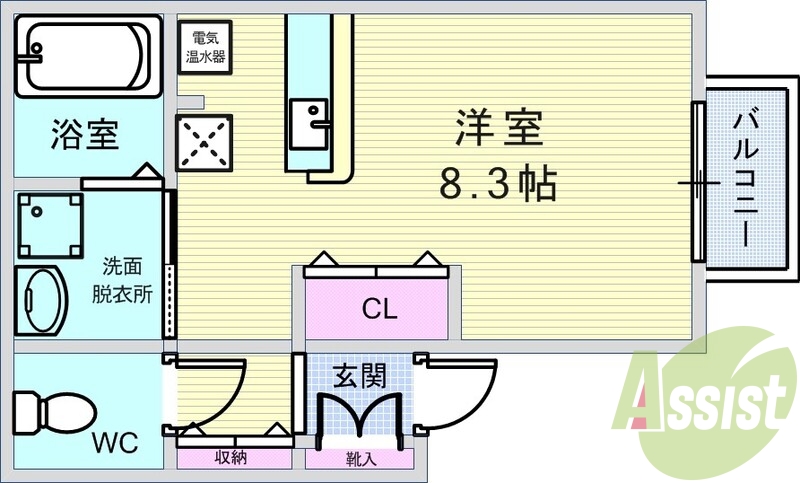 1K・オール電化・エアコン・浴室乾燥・オートロック