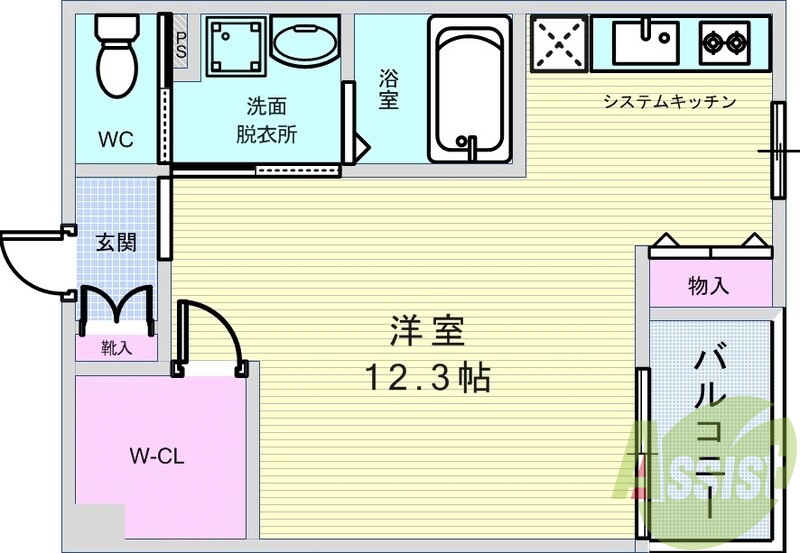 洋室12.3帖 バイク駐車無料 システムキッチン