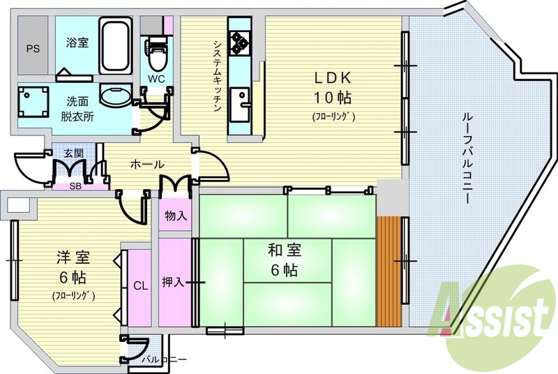 2LDK・オートロック・カウンターキッチン・フローリング